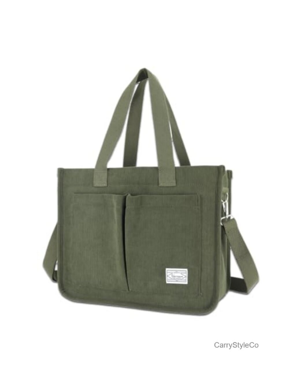 Corduroy Tote Bag Large Laptop Work College Removable Strap Women